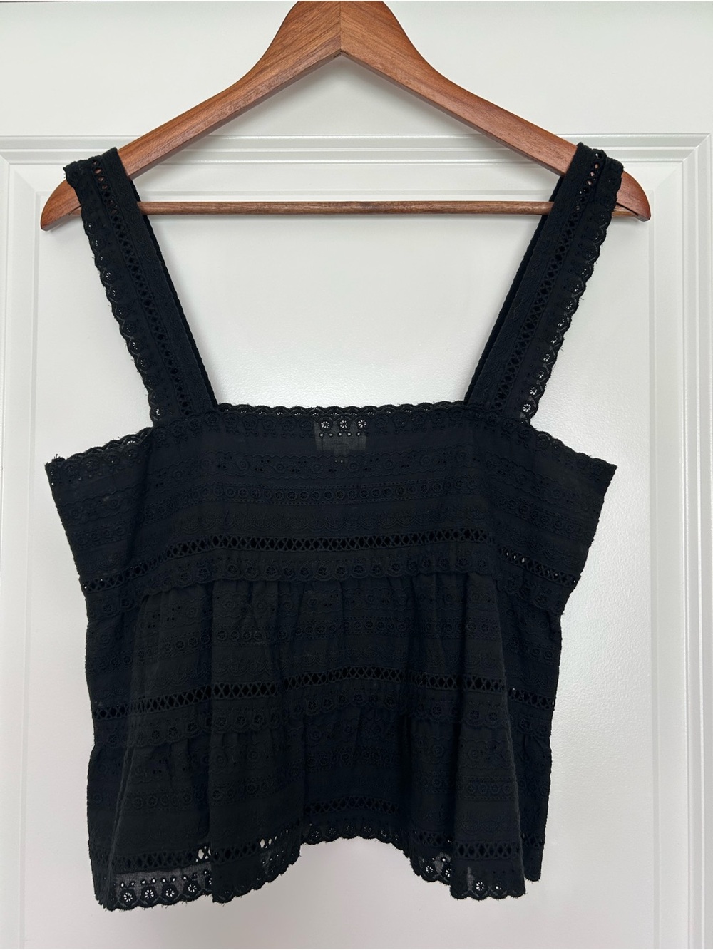 Black Lace Eyelet Tank Top - Women